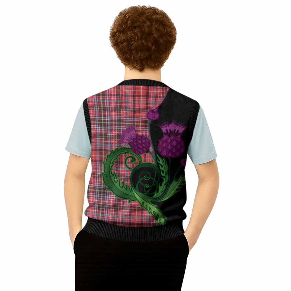 Straiton Tartan Knitted V-Neck Vest Traditional Scottish Thistle
