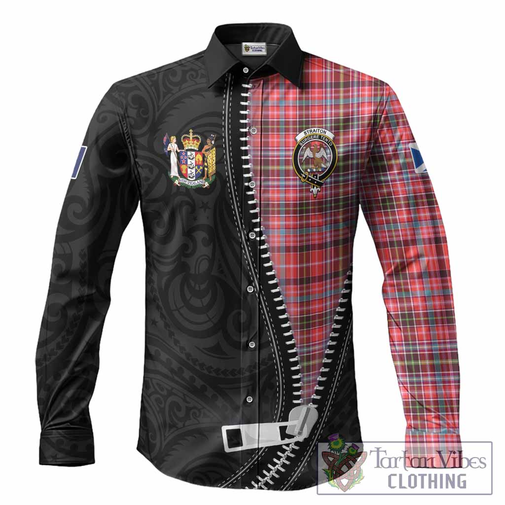 Straiton Tartan Long Sleeve Button Shirts New Zealand Pattern Unique Zipper Stylized