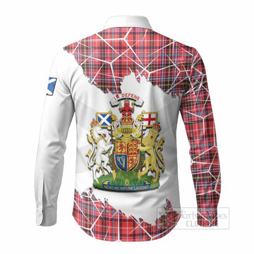 Straiton Tartan Long Sleeve Button Shirts with Family Crest and Lion Rampant Grunge Style