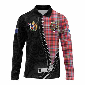 Straiton Tartan Long Sleeve Polo Shirt New Zealand Pattern Unique Zipper Stylized