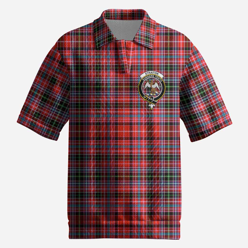 Straiton Tartan Men’s Polo Sweater Top with Family Crest