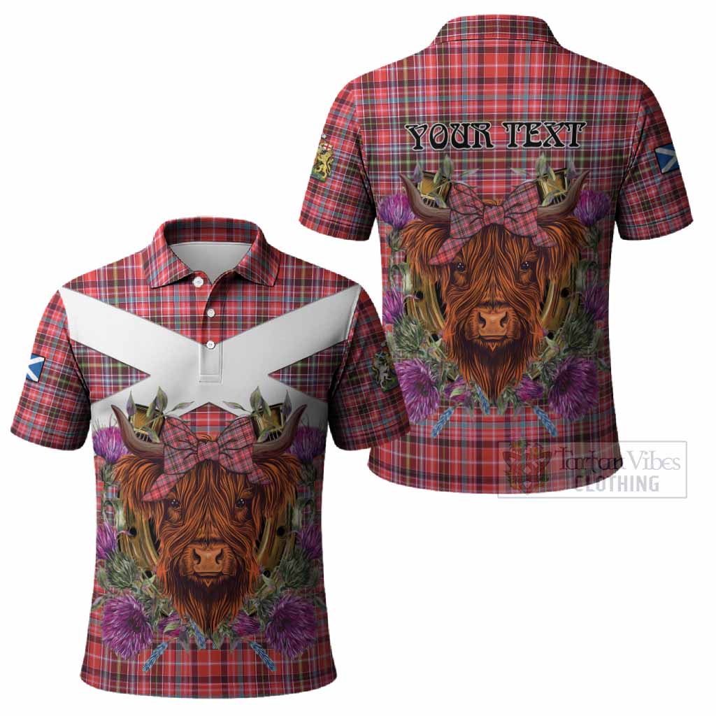 Straiton Tartan Polo Shirt Scottish Thistle Heilan Coo