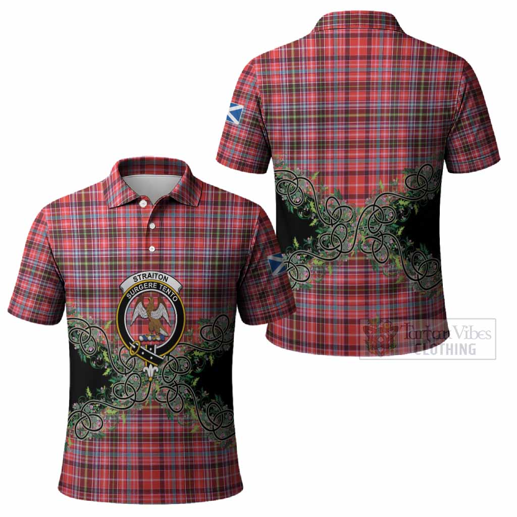 Straiton Tartan Polo Shirt Thistle Scottish Spirit