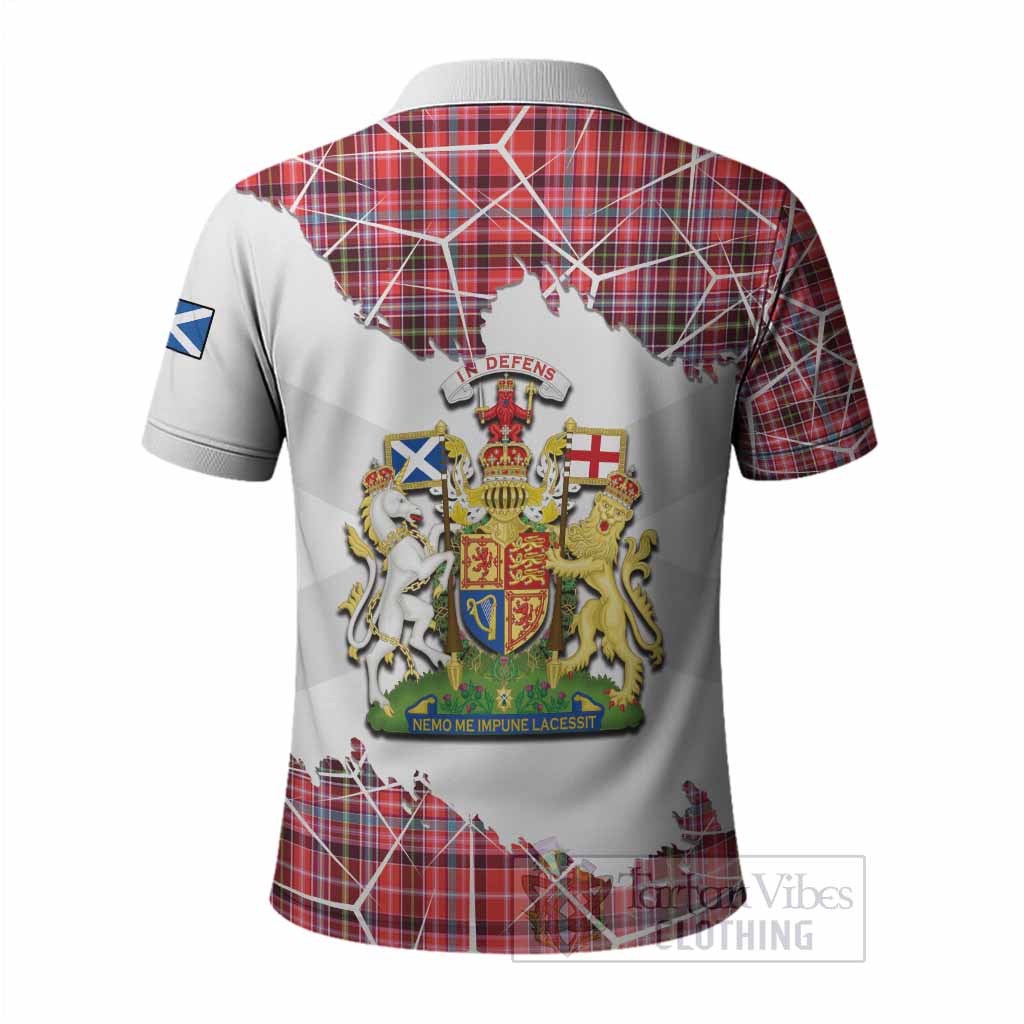 Straiton Tartan Polo Shirt with Family Crest and Lion Rampant Grunge Style
