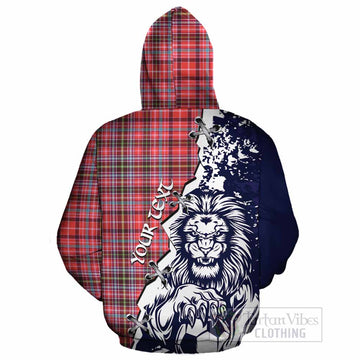 Straiton Tartan Scottish Cotton Hoodie Angry Lion With Soccer Ball Style
