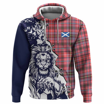 Straiton Tartan Scottish Hoodie Angry Lion With Soccer Ball Style