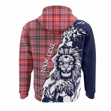 Straiton Tartan Scottish Hoodie Angry Lion With Soccer Ball Style