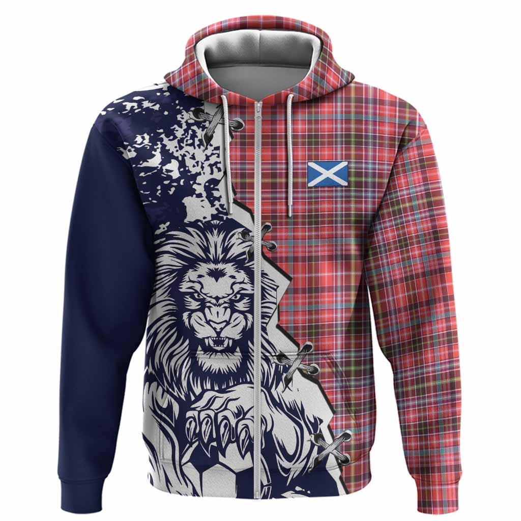 Straiton Tartan Scottish Hoodie Angry Lion With Soccer Ball Style