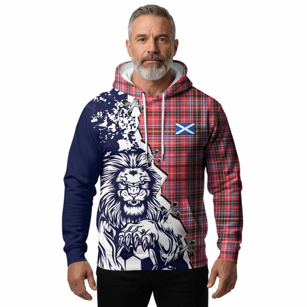 Straiton Tartan Scottish Hoodie Angry Lion With Soccer Ball Style