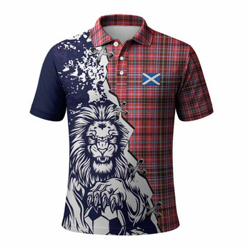 Straiton Tartan Scottish Polo Shirt Angry Lion With Soccer Ball Style