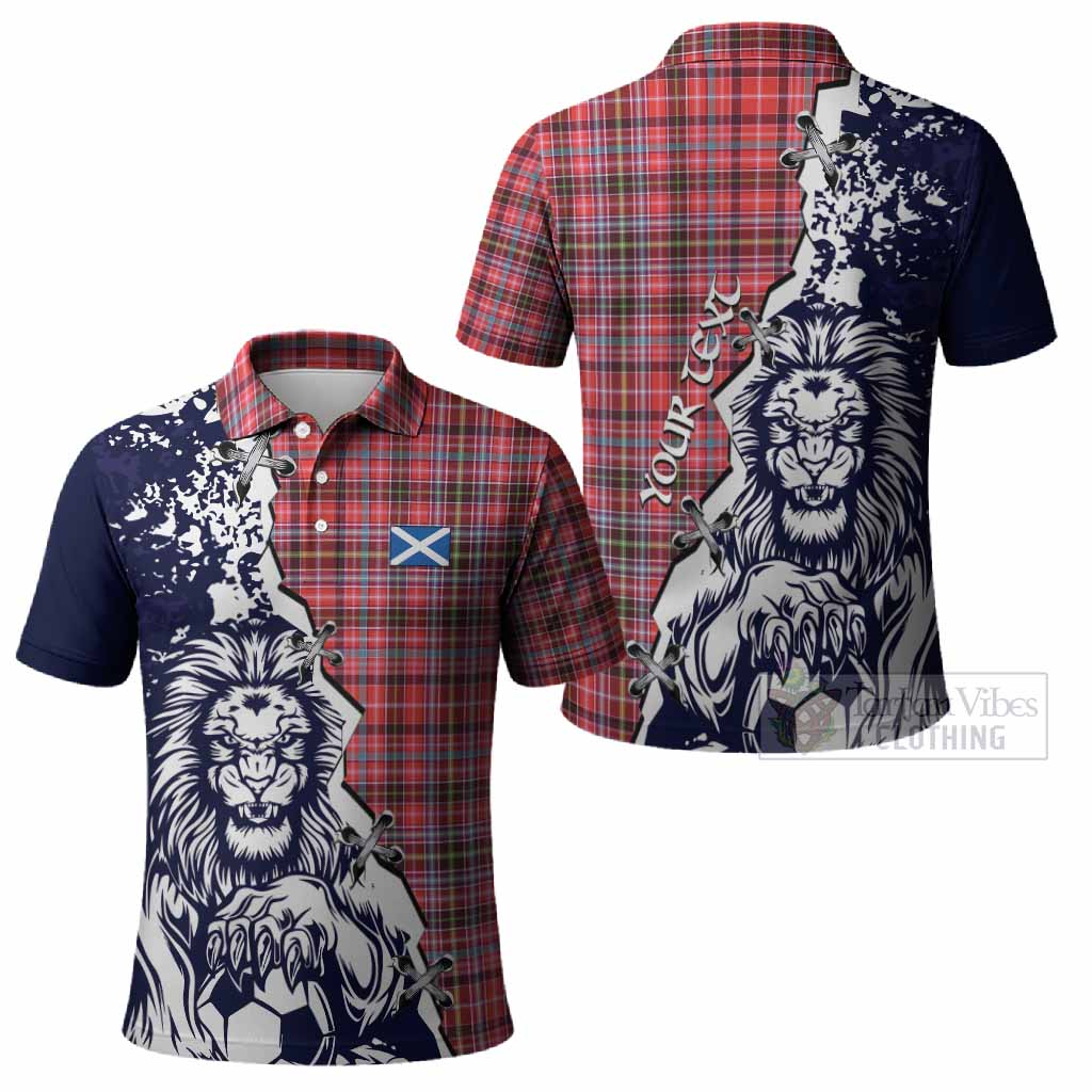 Straiton Tartan Scottish Polo Shirt Angry Lion With Soccer Ball Style