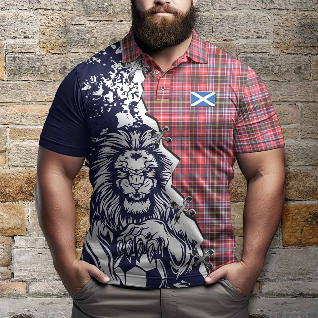 Straiton Tartan Scottish Polo Shirt Angry Lion With Soccer Ball Style