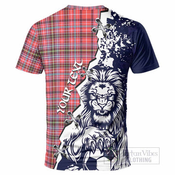 Straiton Tartan Scottish T-Shirt Angry Lion With Soccer Ball Style