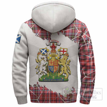 Straiton Tartan Sherpa Hoodie with Family Crest and Lion Rampant Grunge Style