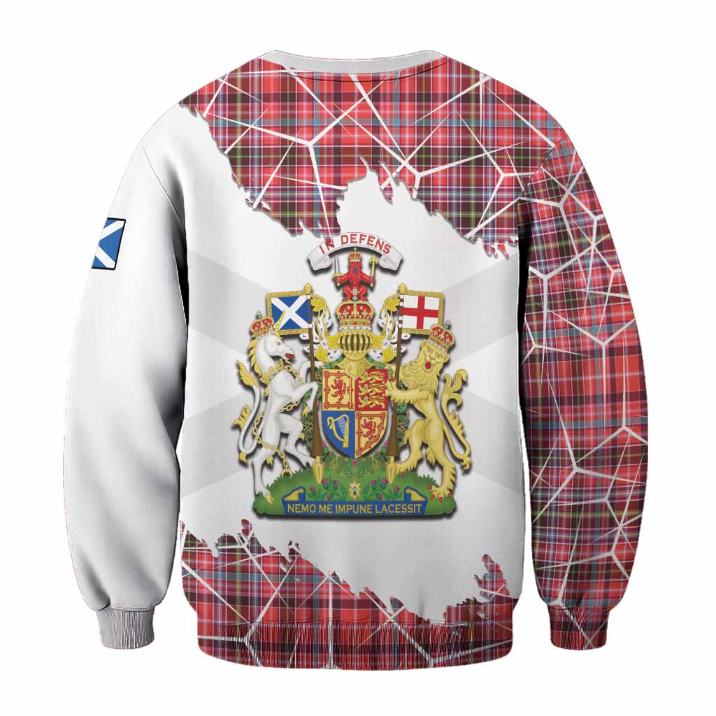 Straiton Tartan Sweatshirt with Family Crest and Lion Rampant Grunge Style
