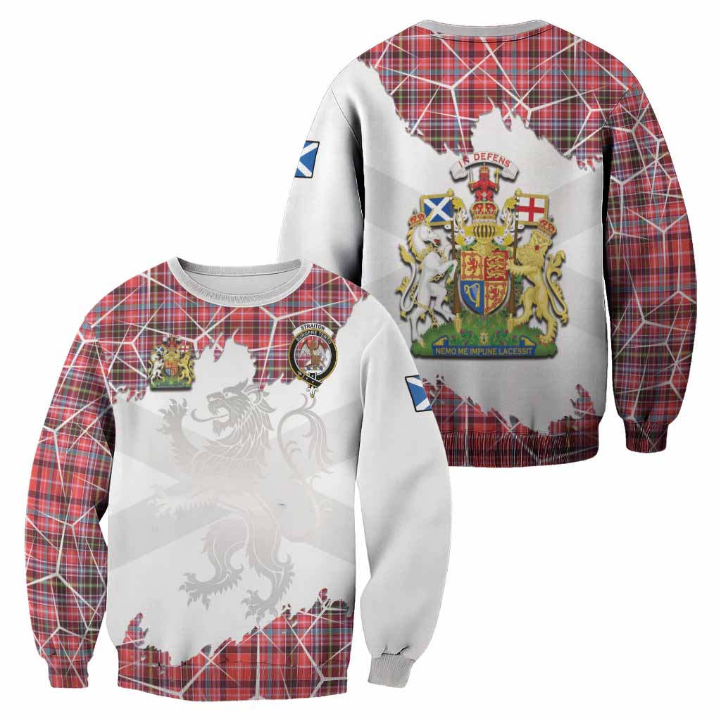 Straiton Tartan Sweatshirt with Family Crest and Lion Rampant Grunge Style
