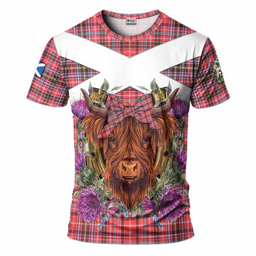 Straiton Tartan T-Shirt Scottish Thistle Heilan Coo
