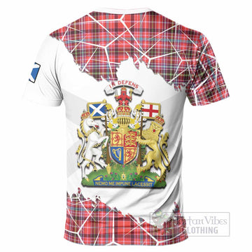 Straiton Tartan T-Shirt with Family Crest and Lion Rampant Grunge Style