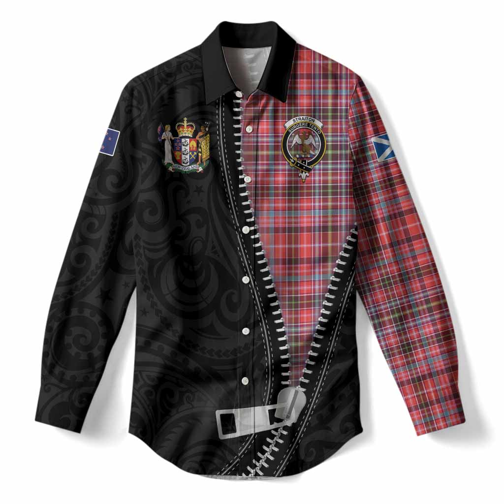 Straiton Tartan Women Casual Shirt New Zealand Pattern Unique Zipper Stylized