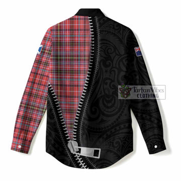 Straiton Tartan Women Casual Shirt New Zealand Pattern Unique Zipper Stylized