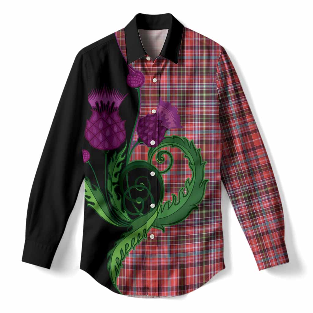 Straiton Tartan Women Casual Shirt Traditional Scottish Thistle