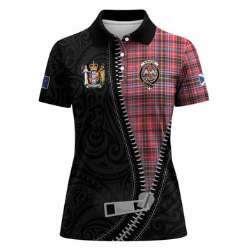 Straiton Tartan Women Polo Shirt New Zealand Pattern Unique Zipper Stylized