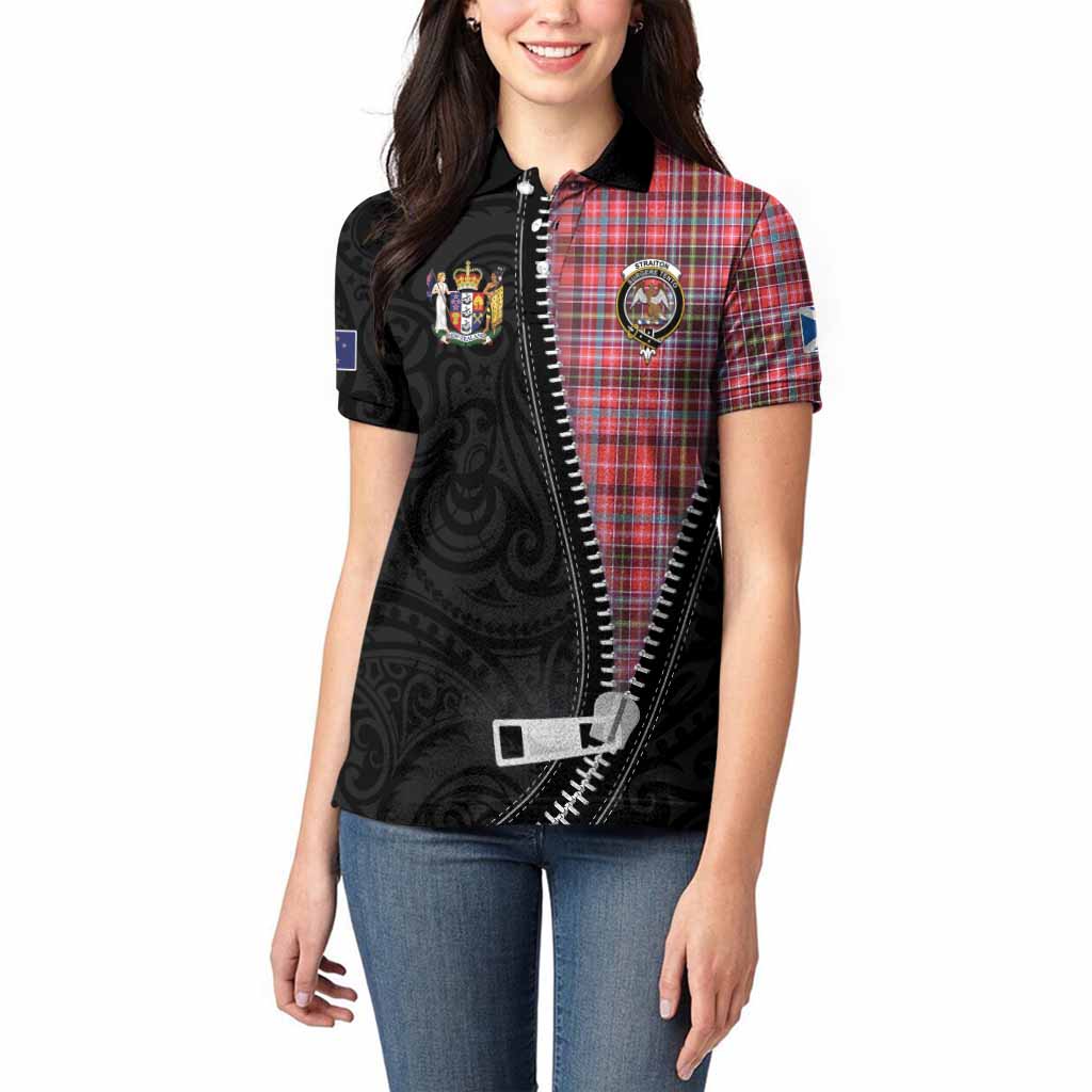 Straiton Tartan Women Polo Shirt New Zealand Pattern Unique Zipper Stylized