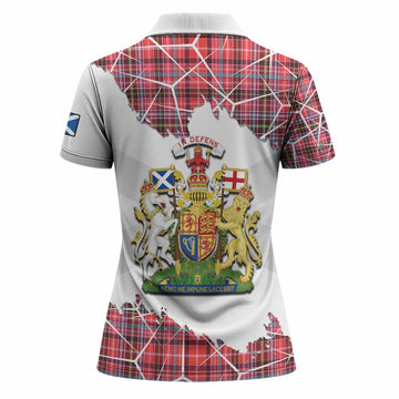 Straiton Tartan Women Polo Shirt with Family Crest and Lion Rampant Grunge Style