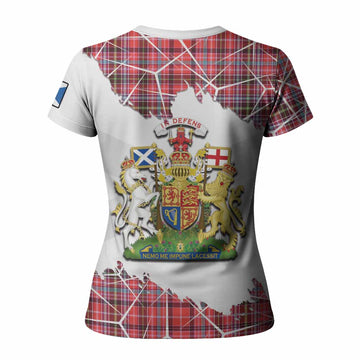 Straiton Tartan Women T shirt with Family Crest and Lion Rampant Grunge Style