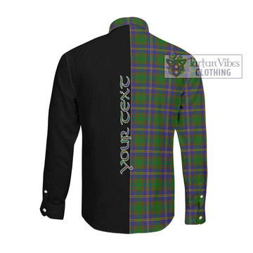 Strang of Balkaskie Tartan Long Sleeve Button Shirt with Family Crest and Half Of Me Style Men's Shirt - Tartanvibesclothing Shop