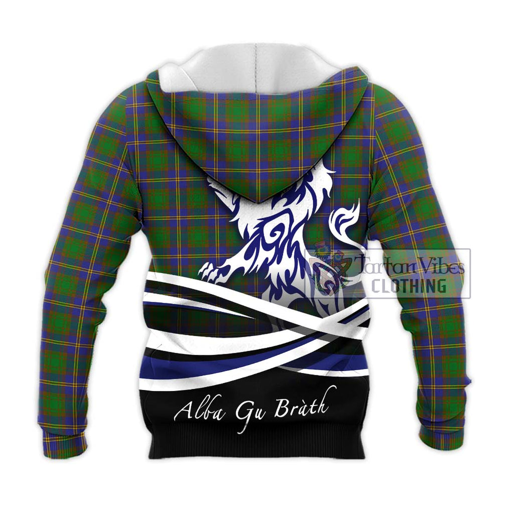 Strang of Balkaskie Tartan Knitted Hoodie with Alba Gu Brath Regal Lion Emblem - Tartanvibesclothing Shop