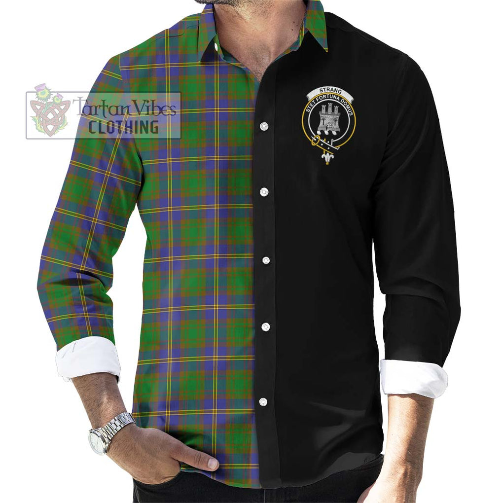Strang of Balkaskie Tartan Long Sleeve Button Shirt with Family Crest and Half Of Me Style - Tartanvibesclothing Shop