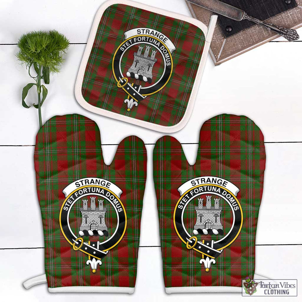 Strange (Strang) Tartan Combo Oven Mitt & Pot-Holder with Family Crest Combo 1 Oven Mitt & 1 Pot-Holder White - Tartan Vibes Clothing
