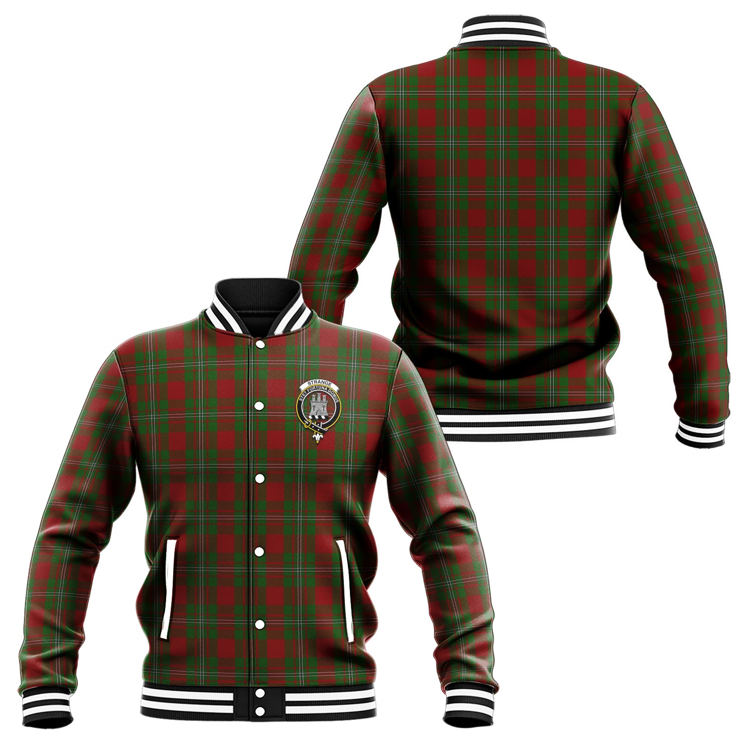 Strange (Strang) Tartan Baseball Jacket with Family Crest Unisex - Tartan Vibes Clothing