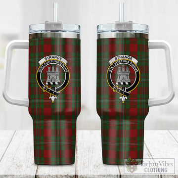 Tartan Vibes Clothing Strange Tartan and Family Crest Tumbler with Handle