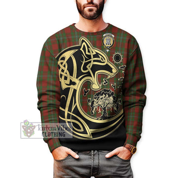 Strange (Strang) Tartan Sweatshirt with Family Crest Celtic Wolf Style