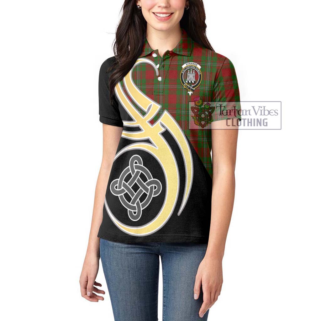Strange (Strang) Tartan Women's Polo Shirt with Family Crest and Celtic Symbol Style Women - Tartan Vibes Clothing