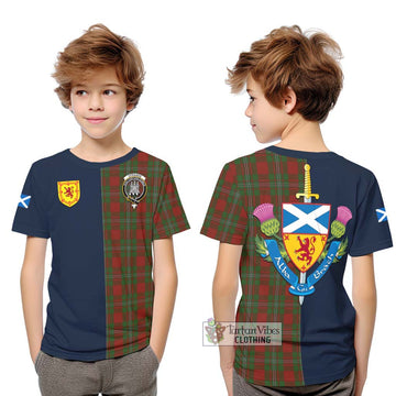 Tartan Vibes Clothing Strange Tartan Kid T-Shirt with Scottish Lion Royal Arm Half Style
