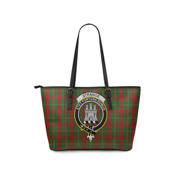 Strange Tartan Leather Tote Bag with Family Crest