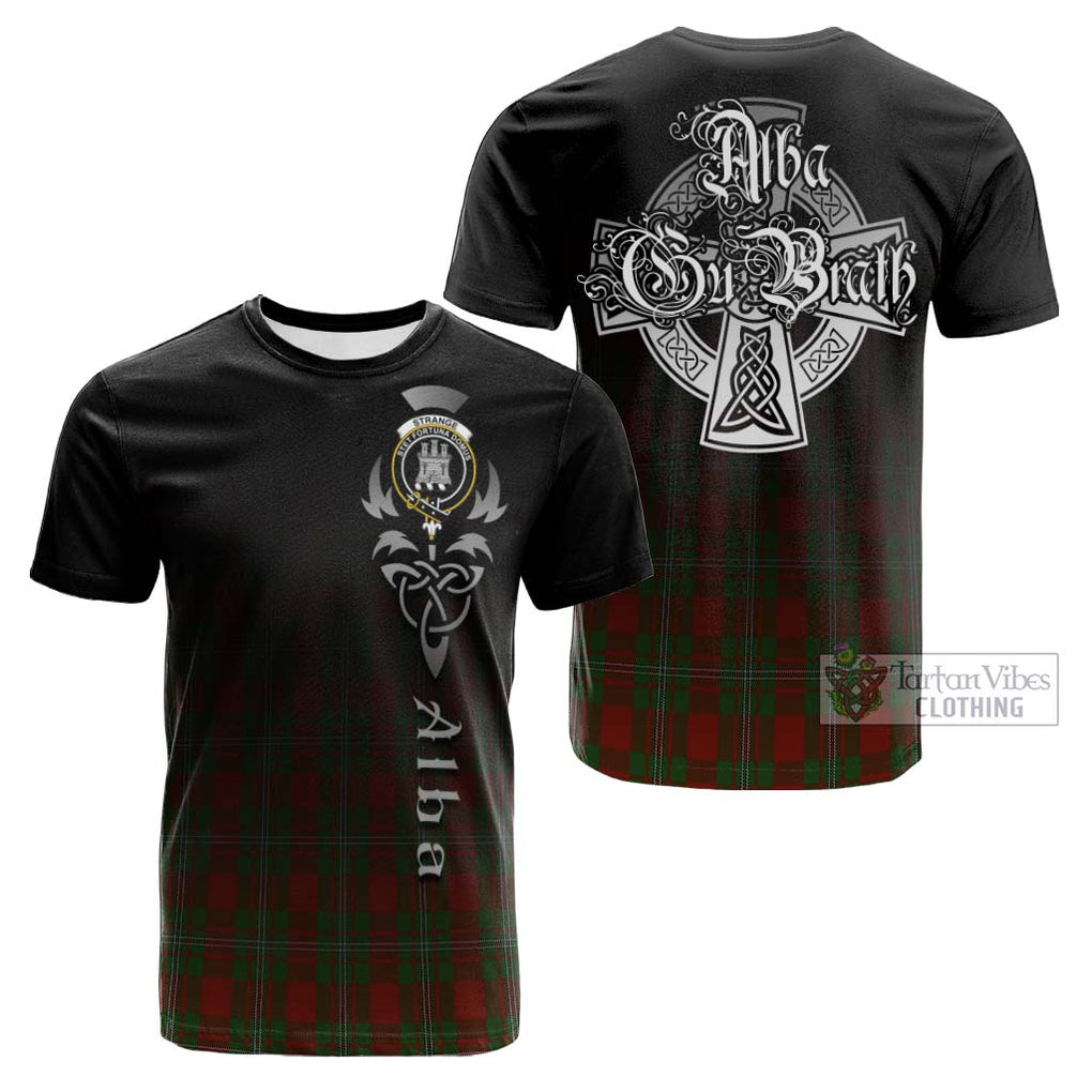Tartan Vibes Clothing Strange Tartan Cotton T-shirt Featuring Alba Gu Brath Family Crest Celtic Inspired