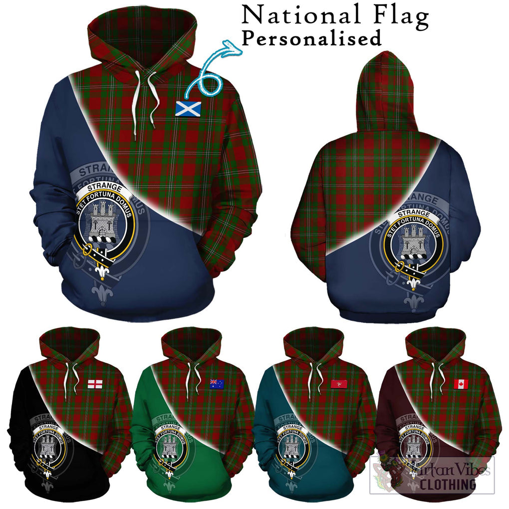 Strange (Strang) Tartan Hoodie with Personalised National Flag and Family Crest Half Style Zip Hoodie - Tartanvibesclothing Shop