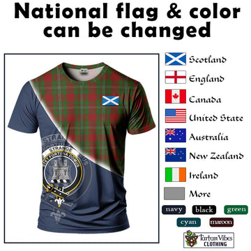Strange (Strang) Tartan T-Shirt with Personalised National Flag and Family Crest Half Style - Tartanvibesclothing Shop