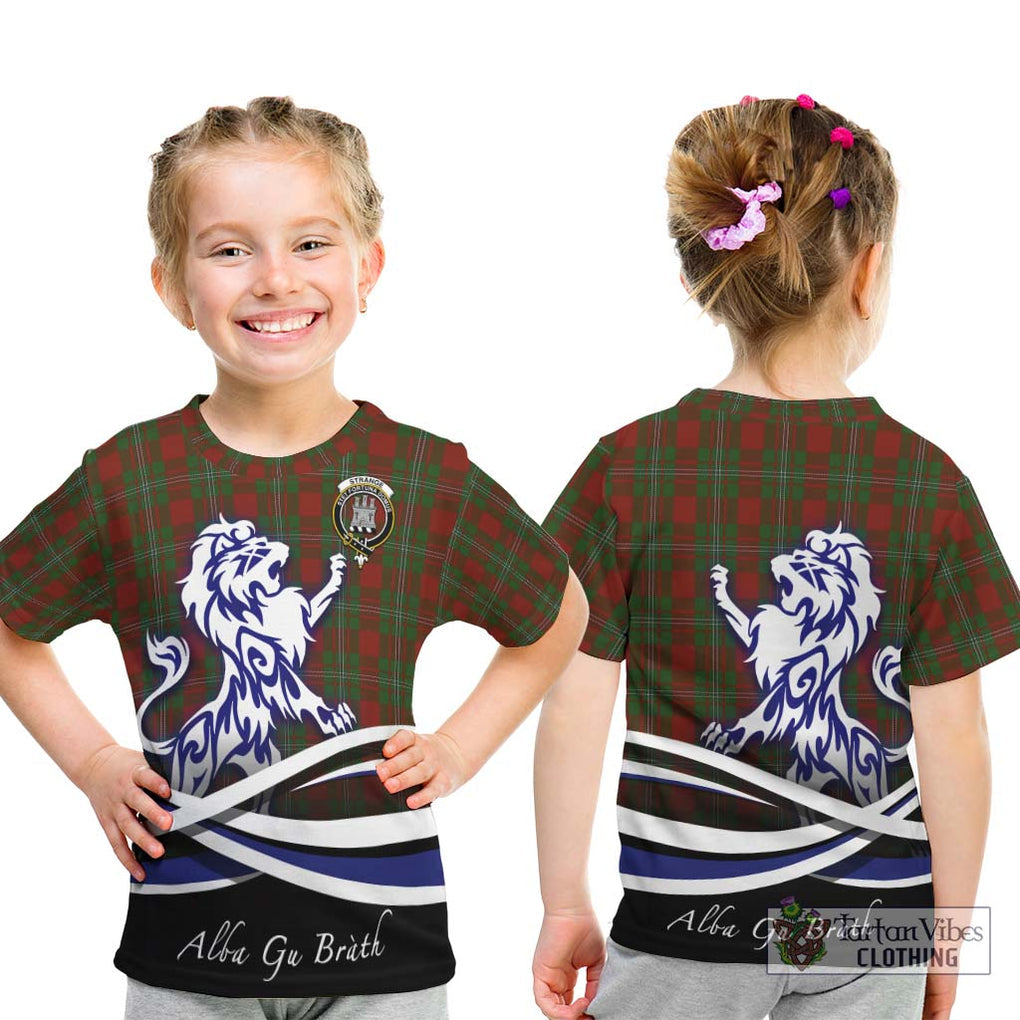 Strange (Strang) Tartan Kid T-Shirt with Alba Gu Brath Regal Lion Emblem - Tartanvibesclothing Shop