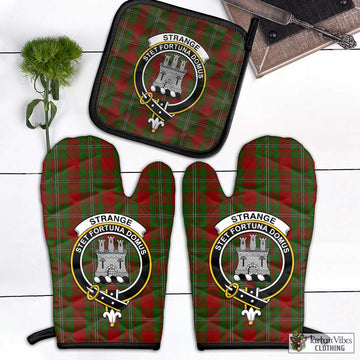 Strange (Strang) Tartan Combo Oven Mitt & Pot-Holder with Family Crest Combo 1 Oven Mitt & 1 Pot-Holder Black - Tartan Vibes Clothing