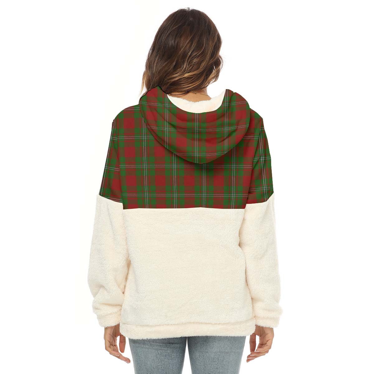 Strange (Strang) Tartan Women's Borg Fleece Hoodie With Half Zip with Family Crest - Tartan Vibes Clothing