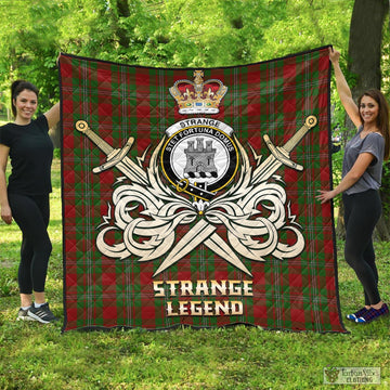 Strange Tartan Quilt with Clan Crest and the Golden Sword of Courageous Legacy