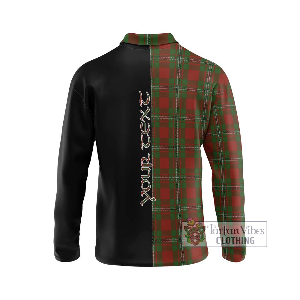 Strange (Strang) Tartan Long Sleeve Polo Shirt with Family Crest and Half Of Me Style - Tartanvibesclothing Shop