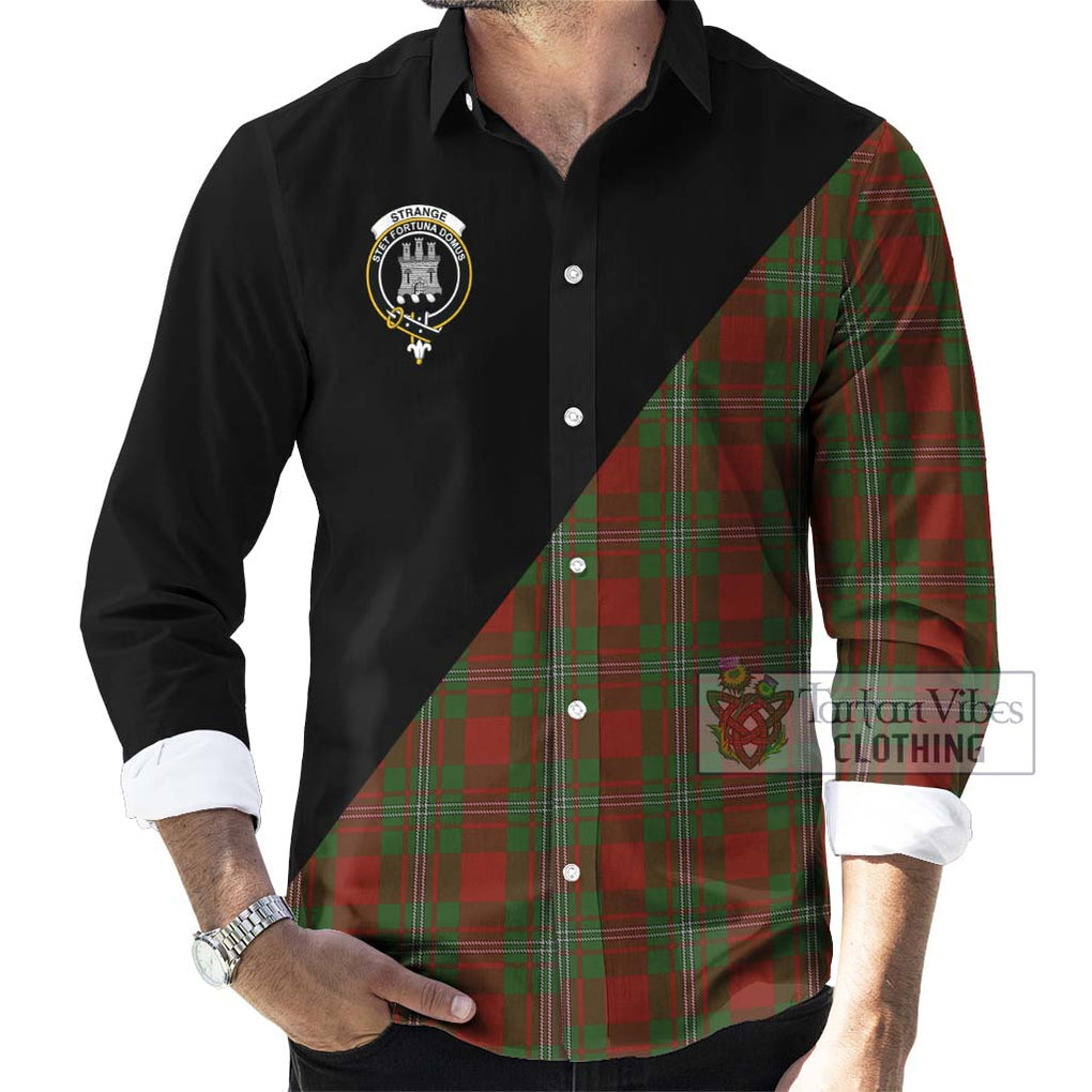 Strange (Strang) Tartan Long Sleeve Button Shirt with Family Crest and Military Logo Style - Tartanvibesclothing Shop
