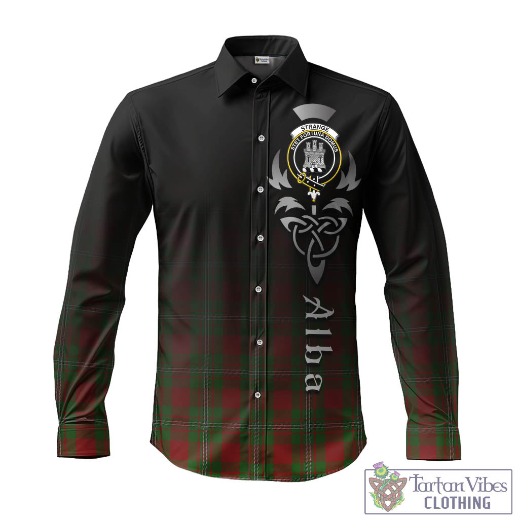 Tartan Vibes Clothing Strange Tartan Long Sleeve Button Up Featuring Alba Gu Brath Family Crest Celtic Inspired