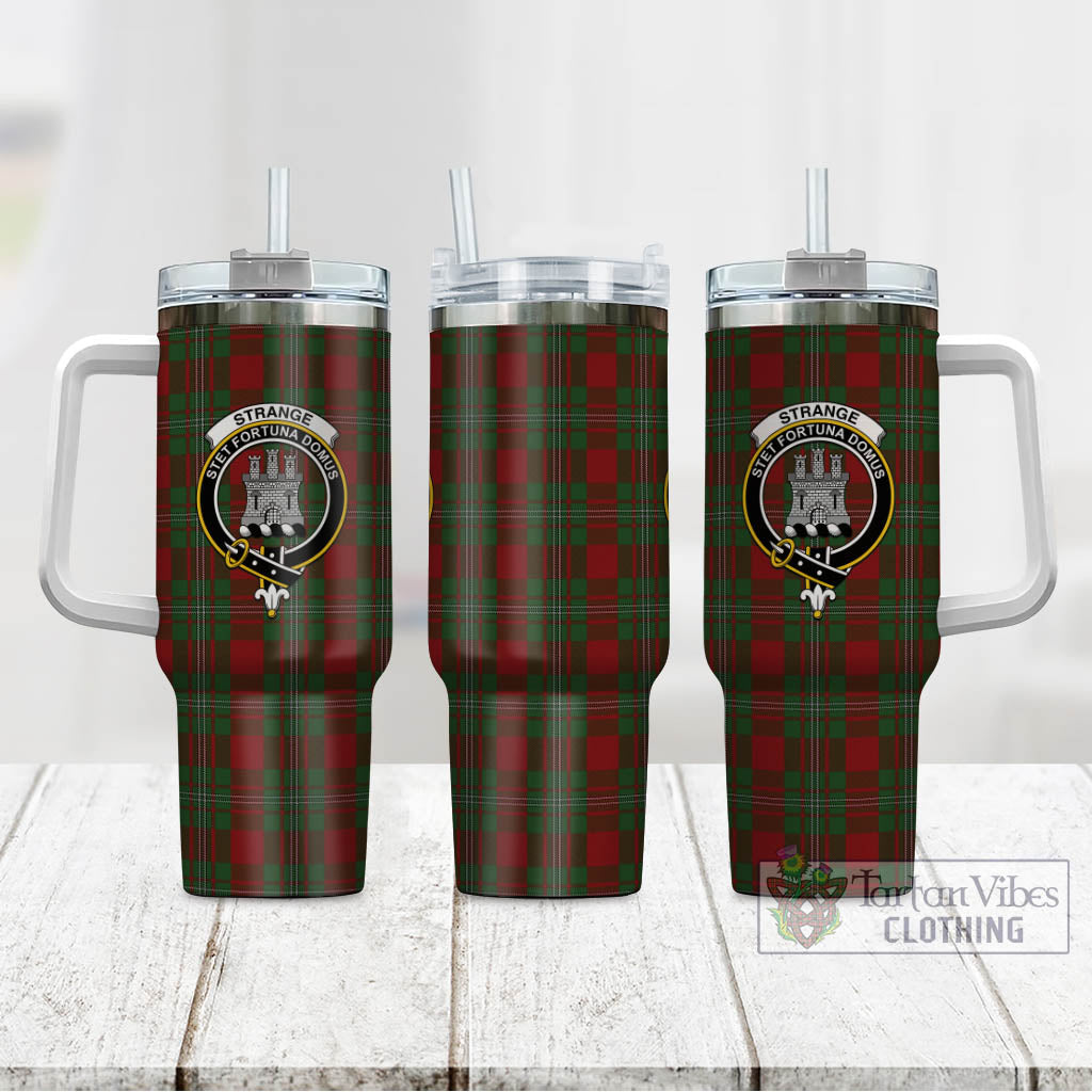 Tartan Vibes Clothing Strange Tartan and Family Crest Tumbler with Handle